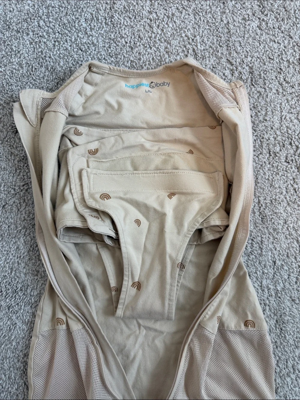 Happiest Baby Sleepea 5-Second Swaddle Organic Cotton Tan Rainbow Size L 4-6m
